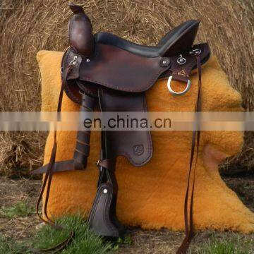 horse trail leather western saddle padded seat