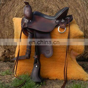 Horse Trail Leather Western Saddle Padded Seat