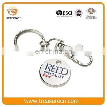 Promotional Embossed Logo Cheap Made Metal Trolley Coin Keychain