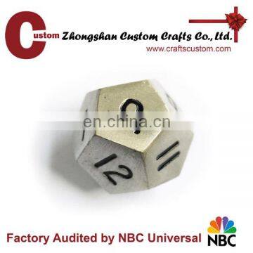 Popular 12 sides metal custom educational dice