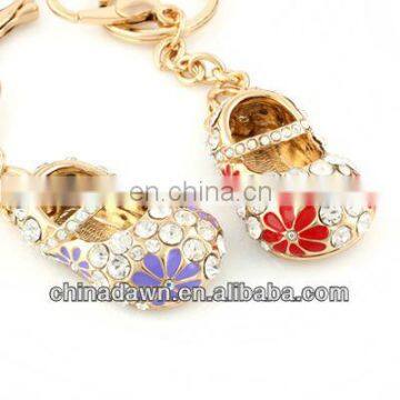 3D Diamonds Embroidered Shoes Keychain With Gold Hook CD-KD050