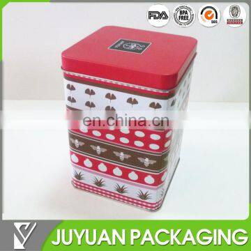 colorful small and large square empty tin can for craft or promotion gift packaging