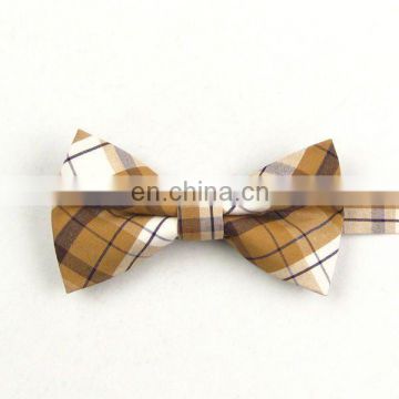 Men cheap elegant brown check yarn dyed cotton bow ties