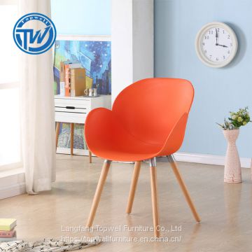 DC-6059M Topwell High Quality Plastic Chair Modern Dining Chair Leisure Chair With Wooden Legs