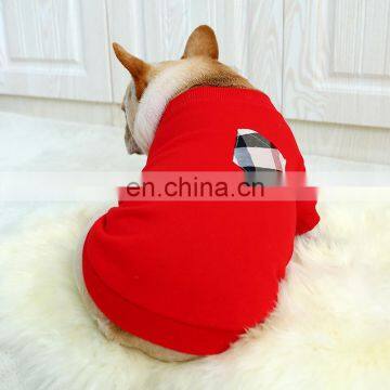 Pet Dog Cat Bulldog Bully Red Senior Brand Check T-shirt Corgi Pug Clothes Fat Dog Coat photo-5