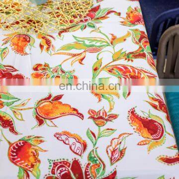 European Holiday Christmas Poinsettia Floral Design Printed Oblong Rectangle Tablecloth photo-4