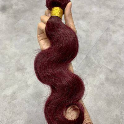 KHH Dark Wine Colour 99J Straight Human Hair Weave Bundles With Lace Closure , 99J Virgin Hair Colored Bundles With Lace Frontal