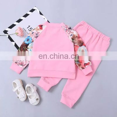 Wholesale Children's clothing fall suit long-sleeved jacket jacket + trousers 2 girls overprint children's clothing