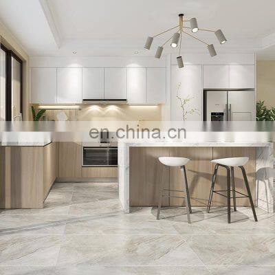 Free 3D Customized High Gloss White Flat Panel Door Cheap Modular Design PVC Modern Kitchen Cabinets
