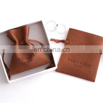 PandaSew Luxury Small Suede Microfiber Jewelry Necklace Gift Packaging Pouch Bag with String