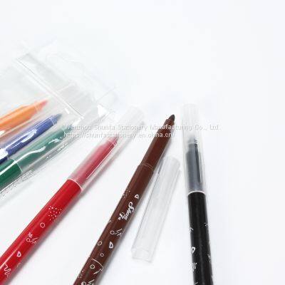 Factory Price Good Quality 12 Colors Non-Toxic Ink Felt Pen Student Kid Art Washable Fiber Tip Watercolor Pen photo-5