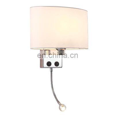 Indoor lighting modern hotel led wall lamp New Products Indoor Modern Fancy E27 Nickel Fabric Metal LED Wall Lights