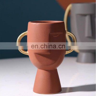 Home Decor Abstract Human Face Desktop Nordic Vases Modern Ceramic PorcelainTabletop Vase