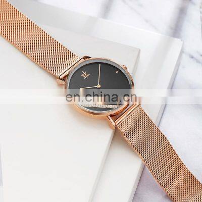 SHENGKE SK Rose Gold Stainless Steel Mesh Band Black Dial Watch For Ladies Quartz Watches K0106L Hot Seller photo-5