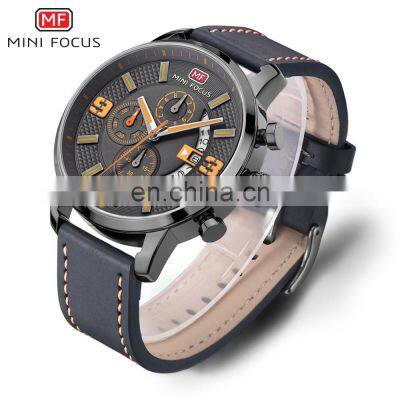 MINI FOCUS MF0025G New Fashion Chronograph Luxury Brand Army Military Sports Male Analog Watches Men Quartz Casual Leather Band photo-3