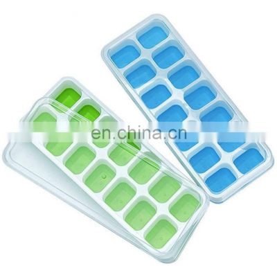 Easy-Release Silicone Ice Cube Tray 14-Ice Cube Mold with Spill-Resistant Removable Lid, BPA Free, Durable and Dishwasher Safe