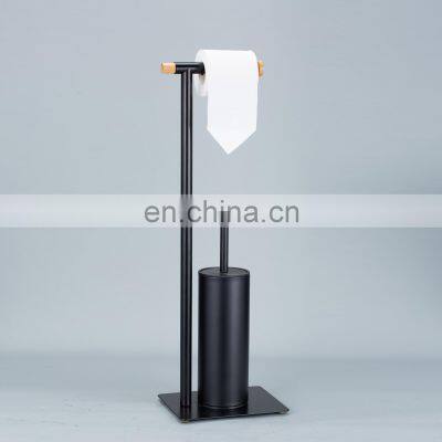 Bathroom Standing Toilet Brush and Paper Holder With Bamboo photo-2