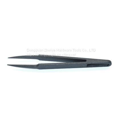 Plastic tweezers black flat head elbow pointed flat nose round head plastic anti-static tweezers clamping tool 93303