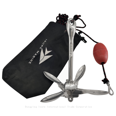 ISURE MARINE 1.5kg/3.3 Lbs Marine Kayak Fishing Anchor Kit Folding Anchor System For Kayak Canoes photo-5