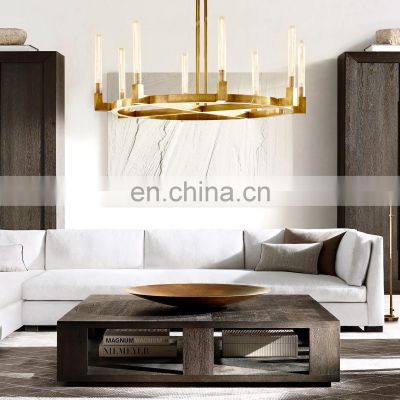 Custom Luxury Cannele Round Brass Led Industrial Chandelier Hanging Living Room Restaurant Bedroom Hotel Lighting Decoration