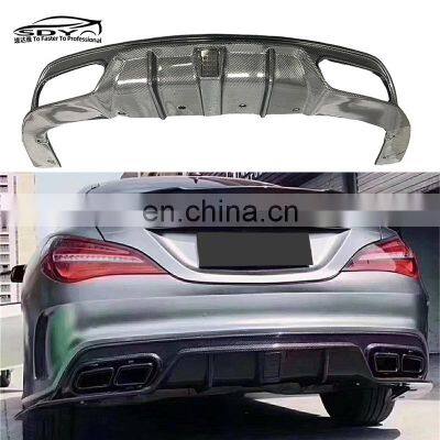 C117 CLA CMST Style High Quality Carbon Fiber Rear Diffuser With Light Rear Bumper Lip For Mercedes Benz CLA CLA45 C117