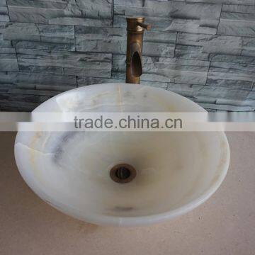 Hot Sale Luxury Stone Product Natural Bathroom White Onyx Sink photo-3