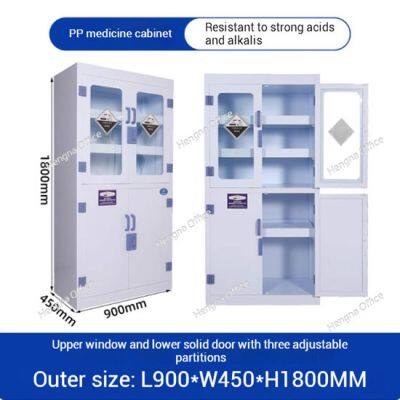 Прочный лабораторный шкаф для хранения кислот из ПП с сваренной лоткой для сбора утечек | Антикоррозионный и нетоксичный материал photo-3