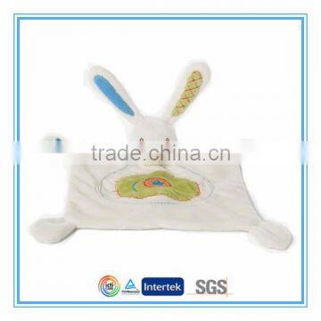 Custom cute plush bunny baby doudou comfort blanket toy