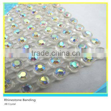 Crystal Plastic Banding Sew on Ss16 4mm AB Clear Transparent Banding 1x130 Pcs 10 Yards                        
                                                Quality Choice