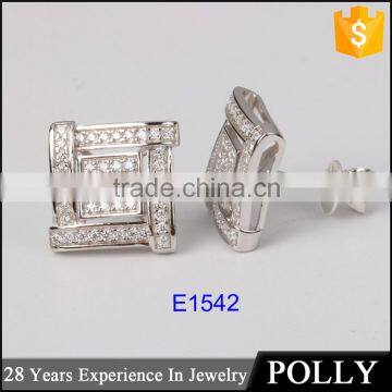 Ladies' micro pave CZ stud earring 925 silver jewelry wholesale