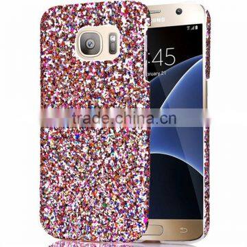 Glitter Powder Leather Coated Hard Plastic Cover for Samsung Galaxy S7