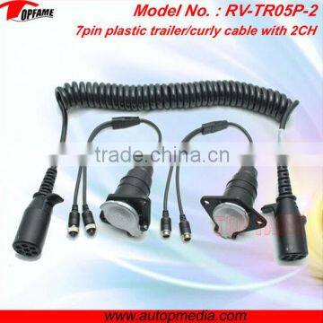 TOPFAME Tractor Trailer cable 0.4m*4m*0.4m 7pin plastic connector cable for truck/lorry/caravan camera system