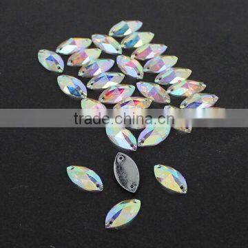 Crystal AB shiny marquise hand sew epoxy rhinestone for clothing textiles