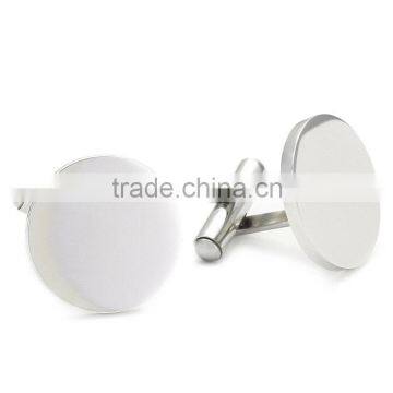 Stainless Steel Round Engravebale Shiny High Polish Cufflinks