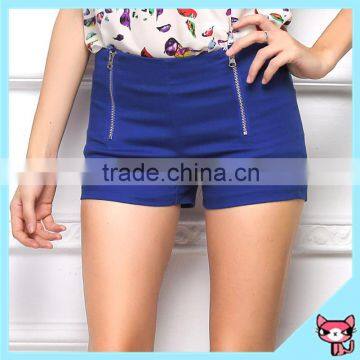 New fashion two zipper in front blue women sexy tight shorts