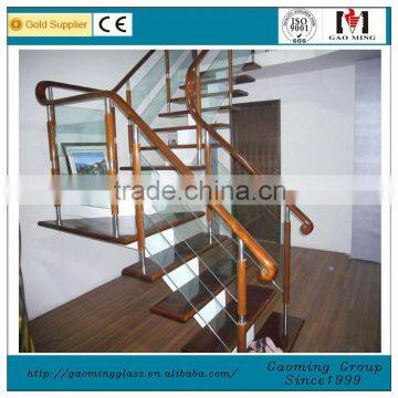 tempered glass ,laminated glass wood stairs