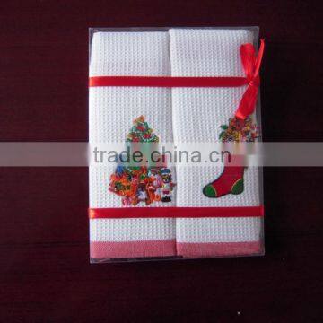 cotton waffle embroidered gift towel