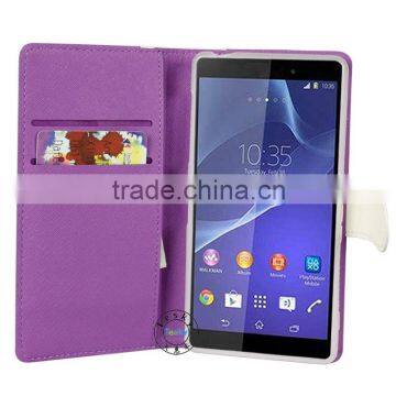 for Sony z3 compact case leather wallet case for Sony z3 cover case, wholesale price