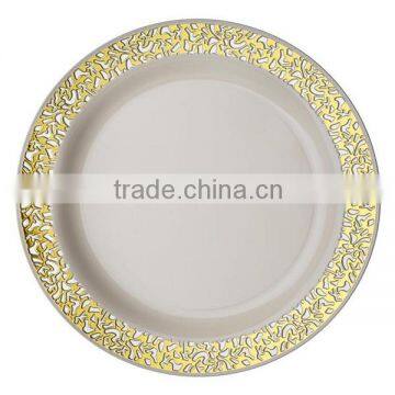 Ivory with Gold Trimmed 9'' Round Disposable Plate