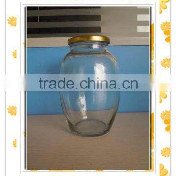 Round shape high-capacity glass pickle jar with tin cap