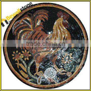 60" Big szie Chinese mosaic Rooster marble medallion for hall