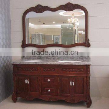 OPPEIN Yellow Amber Red Oak Bathroom Cabinet
