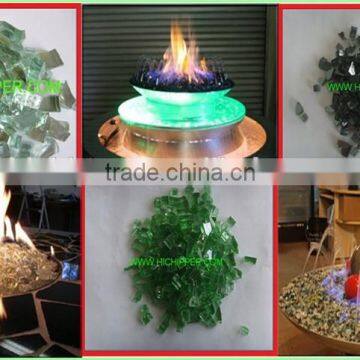 Decorative tempered glass chips for fire pit or fireplace