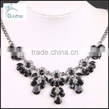 New design women bib statement bubble crystal paved blue teardrop necklace hot