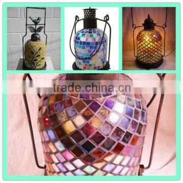 Votive Hanging Mosaic Glass Tealight Metal Lantern Candle Holders photo-6