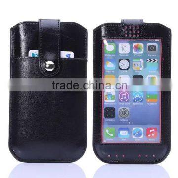 Full touch screen case , PU material phone pouch bag for i phone 6