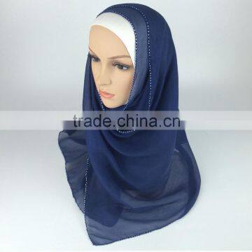 100% Silk beading instant shawl hijab muslim scarf