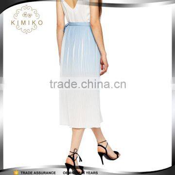 OEM Factory Summer Women Pleated Midi Wrap Skirt For Ladies Wear