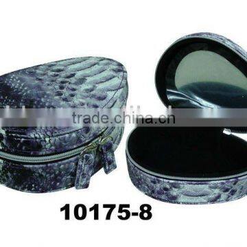 Wholesale PU Coated Leather Box with zipper/mirror