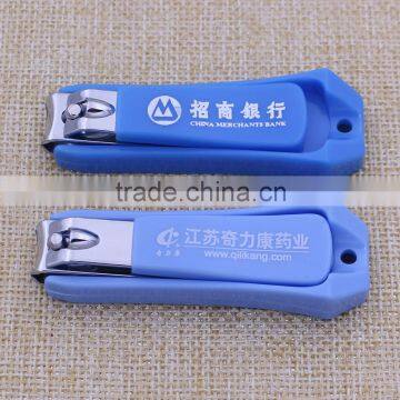 Blue plastic holder nail clippers/bell nail cutter clipper with company logo promotion                        
                                                                                Supplier's Choice